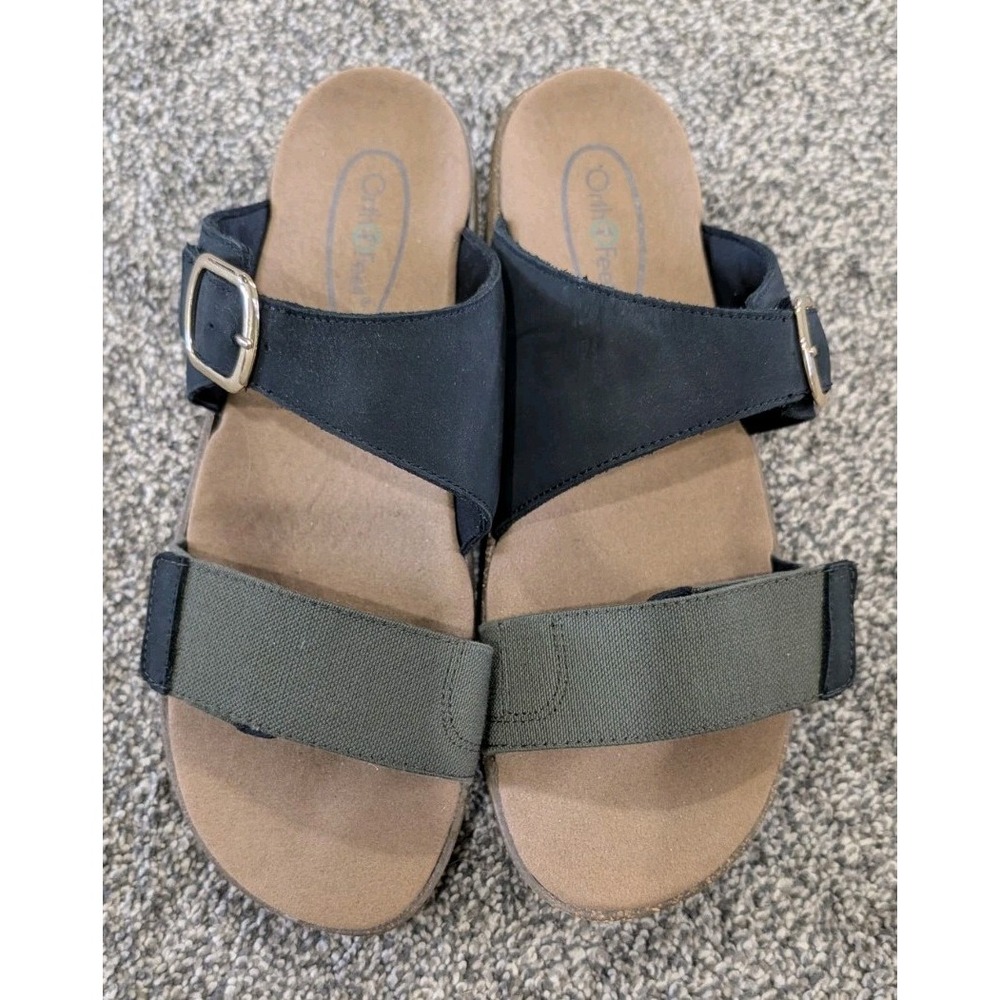 Orthofeet Shoes Women Double Strap Slides Sandals Leather Size 11 B Medium